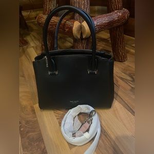 Kate Spade black hand bag with rose pink strap